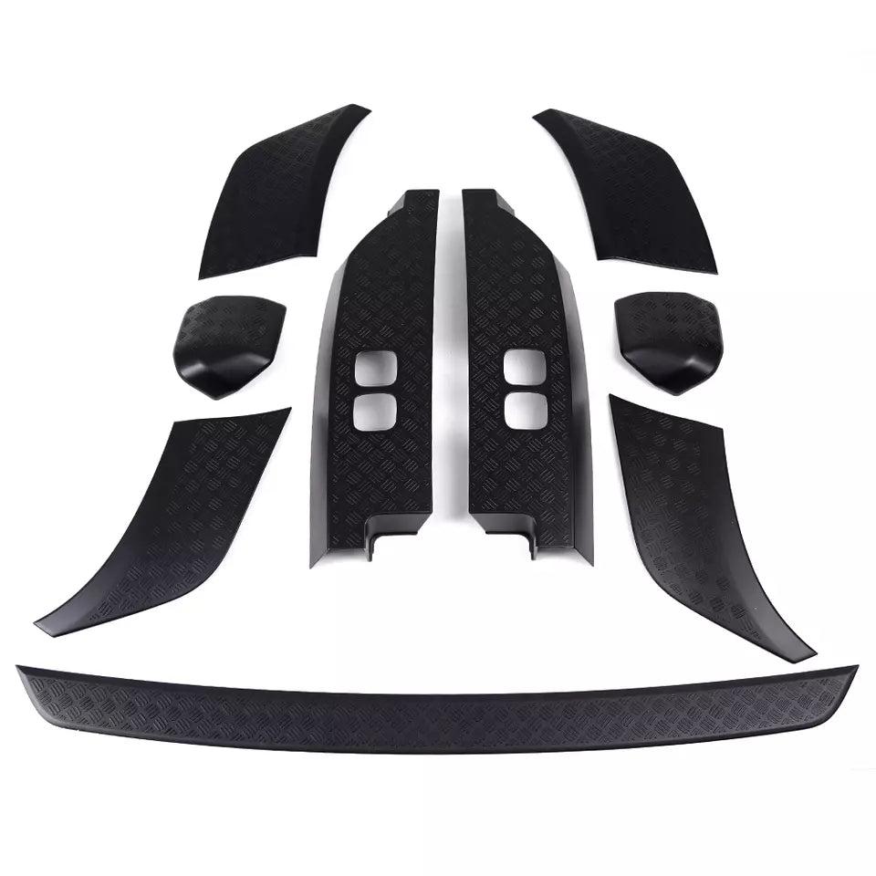 9 PIECE CHEQUER PLATE BLACK BODY TRIM KIT FOR LAND ROVER DEFENDER 90 L663 2020+